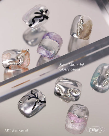 MakeN - Silver Mirror Ink Gel + Glossy Guard Set 